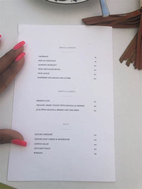 dior cafe miami menu